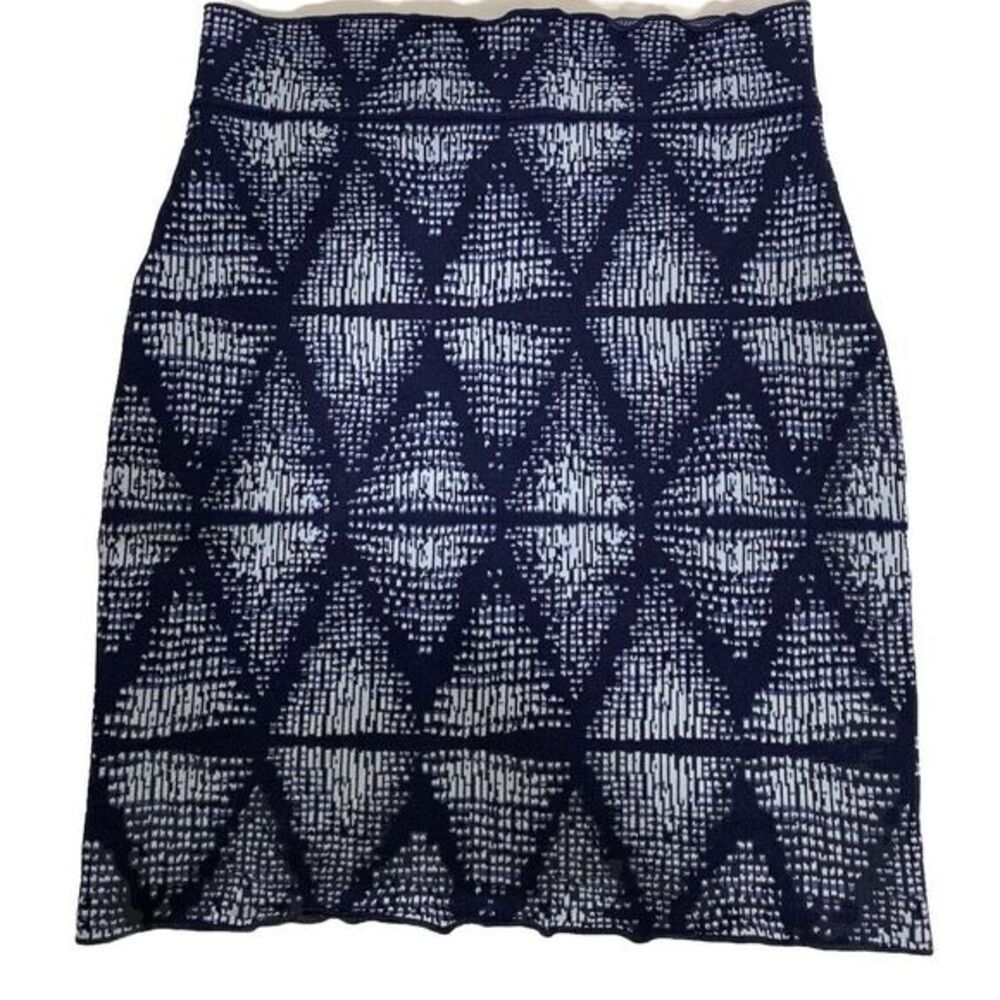 BCBG Maxazria Bandage Simone Skirt Blue White Pattern Stretchy Mini‎ XXS
